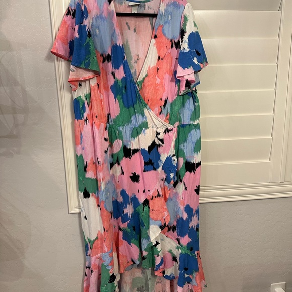 Ava & Viv Dresses & Skirts - Ava & Viv Pink and Blue Abstract Print Top